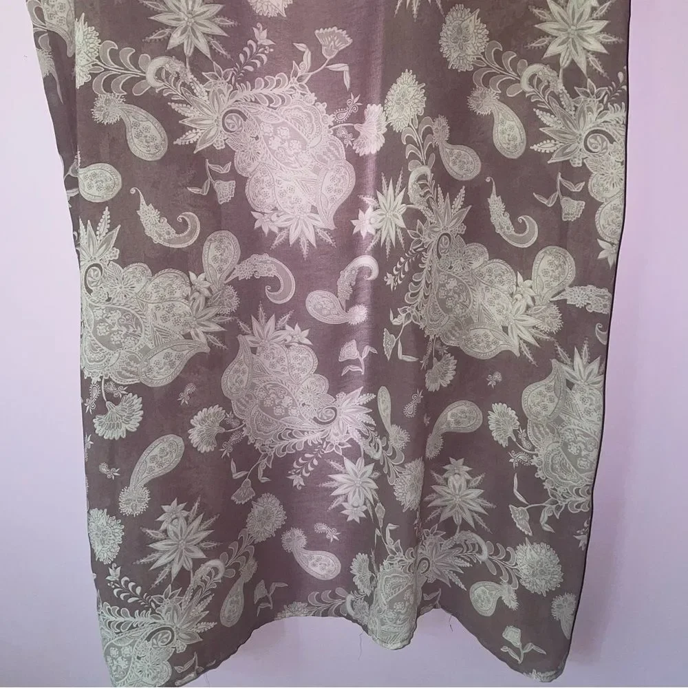 Charlotte Russe M Duster Purple Boho Paisley Robe Open Front Longline Cardigan
